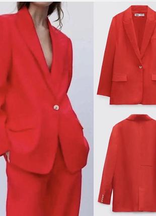 Zara premium лляний блейзер
