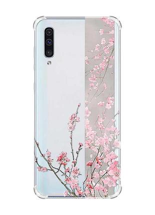 Чехол с утолщёнными углами на samsung galaxy а50 (2019) а505 :: сакура в цвету (принт 286)