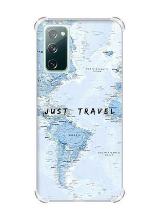 Чехол с утолщенными углами на samsung galaxy s20 fe :: путешествия. карта (принт 323)