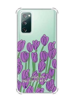 Чехол с утолщенными углами на samsung galaxy s20 fe :: тюльпаны (принт 265)
