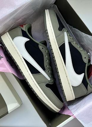 Кросівки кеди nike air jordan 1 low travis є scott black olive dm7866-002
