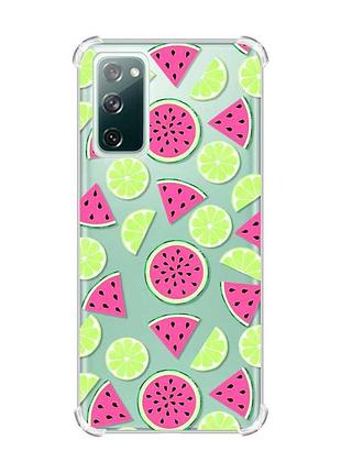 Чохол з потовщеними кутами на samsung galaxy s20 fe :: кавуни и лайм (принт 345)