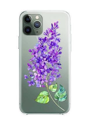 Прозрачный чехол на iphone 12 / 12 pro :: веточка сирени (принт 280)