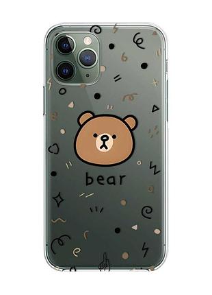 Прозрачный чехол на iphone 12 / 12 pro :: мишка (принт 76)