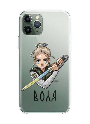 Прозрачный чехол на iphone 12 / 12 pro :: украинская защитница (патриотический принт 170)