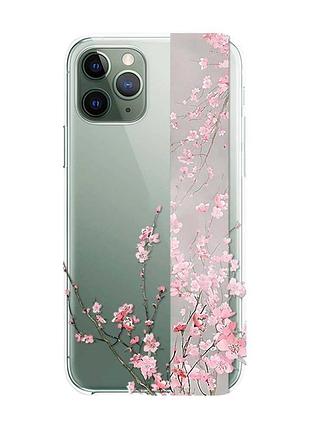 Прозорий чохол на iphone 12 / 12 pro :: сакура у цвіті (принт 286)