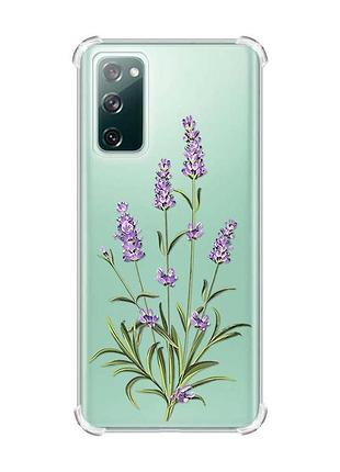 Чохол з потовщеними кутами на samsung galaxy s20 fe :: гілочки лаванди (принт 266)