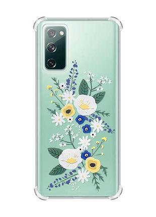 Чехол с утолщенными углами на samsung galaxy s20 fe :: цветы. акварель (принт 271)