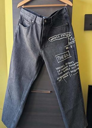 Джинсы h&amp;m широкие с рисунком мужские (xl/36/32)
