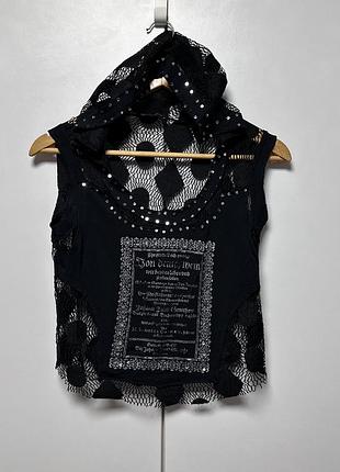 Dsquared2 топ з капюшоном гепюровий