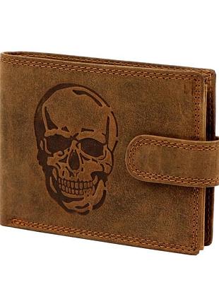Мужской кожаный кошелек nordee l895 skull