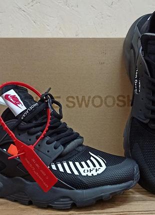 Nike huarache swoosh off white кроссовки мужские черные кожа/текстиль размер 44