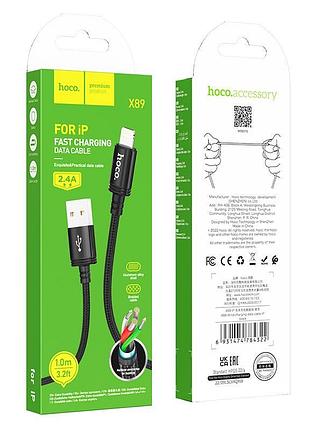 Дата кабель hoco x89 lightning 2.4a 1м черный 2