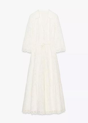 Zara молочна сукня міді зара з прошви