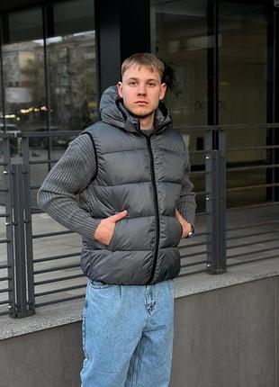 Жилетка чоловіча сіра біопух