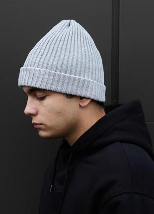 Тепла світло-сіра шапка staff long light gray