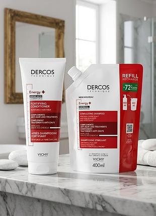 Набор средств по уходу за волосами vichy dercos energy+ шампунь тонизирующий 400 мл и укрепляющий кондиционер 200 мл