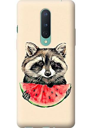 Чохол 2d пластиковий на телефон oneplus 8 єнотик з кавуном "4605t-1902-58250"