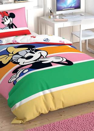 Комплект постільної білизни tac minnie mouse rainbow ранфорс 160-220 см різнокольорове