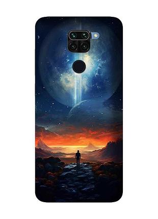 Матовый чехол с черными боками на xiaomi redmi note 9 :: космос (принт 247)