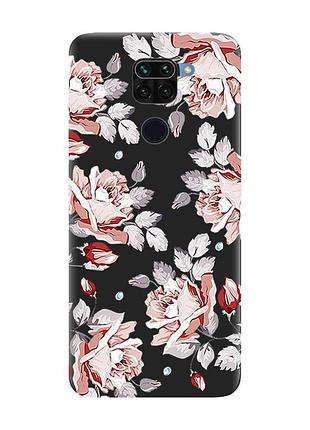 Матовий чорний чохол на xiaomi redmi note 9 :: фон троянди (принт 273)