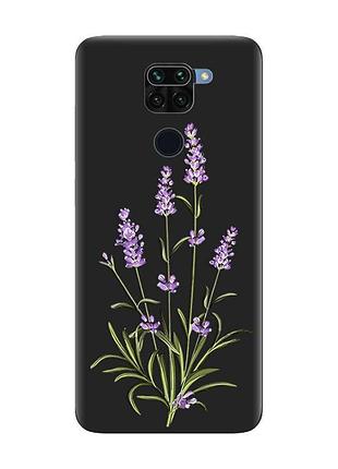 Матовий чорний чохол на xiaomi redmi note 9 :: гілочки лаванди (принт 266)