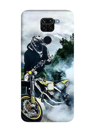 Матовий чохол з чорними боками на xiaomi redmi note 9 :: мото драйв (принт 68)