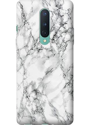 Чехол 2d пластиковый на телефон oneplus 8 мрамор белый "4480t-1902-58250"