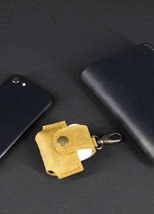 Кожаный чехол для наушников airpods жовтий