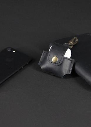 Кожаный чехол для наушников airpods чорний