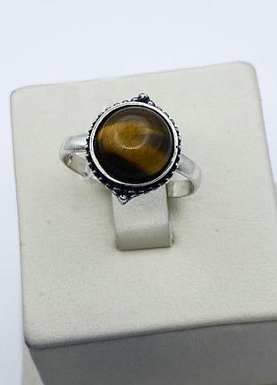 Кольцо серебряное с тигровым глазом 19 3,04 г