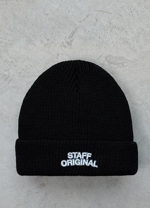 Базова зимова чорна шапка staff black logo