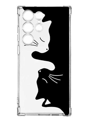Чехол с утолщёнными углами на samsung galaxy s23 ultra :: кошечки (принт 118)