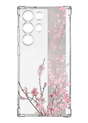 Чехол с утолщёнными углами на samsung galaxy s23 ultra :: сакура в цвету (принт 286)
