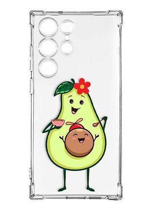 Чехол с утолщёнными углами на samsung galaxy s23 ultra :: малыш авокадо (принт 309)