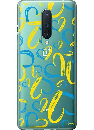 Чохол 2d пластиковий патріотичний на телефон oneplus 8 серця ua "5292t-1902-58250"