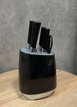 Набор кухонных ножей bravira br4000 из нержавеющей стали на подставке 7 предметов черный