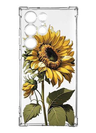 Чохол з потовщеними кутами на samsung galaxy s23 ultra :: соняшник (принт 274)