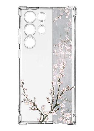 Чехол с утолщёнными углами на samsung galaxy s23 ultra :: цветущая сакура (принт 285)