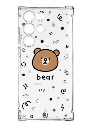 Чехол с утолщёнными углами на samsung galaxy s23 ultra :: мишка (принт 76)
