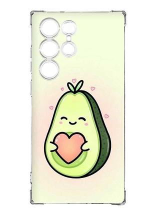 Чохол з потовщеними кутами на samsung galaxy s23 ultra :: кавай авокадо з сердечком (принт 310)