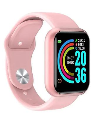 Смарт-годинник uwatch d20 y68 bluetooth розумний годинник, пульс, арт... тиск, моніторинг кисню в крові pink