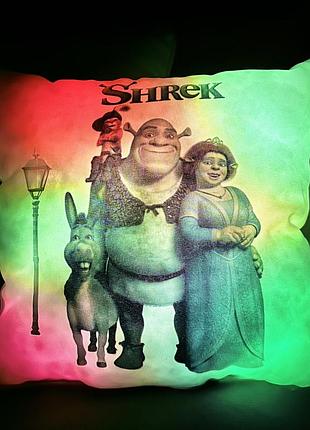 Дитяча подушка-нічник шрек — м'яка кольорова подушка shrek — м'яка іграшка шрек