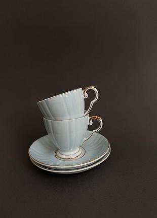 Кавова пара порцеляна ніжного тіфані кольору royal grafton bone china