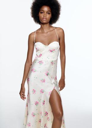 Сукня zara атласное платье zara миди сатинова сукня zara