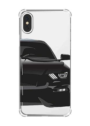 Чехол с утолщёнными углами на iphone x/xs :: авто чёрное (принт 232)