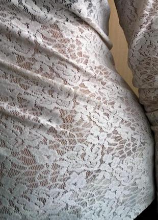 Нежная кофта гипюр белого цвета блуза рюши с длинным рукавом3 фото