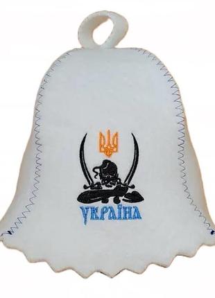 Шапка для бани и сауны "козак украина" серая белая