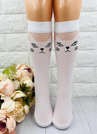 Капроновые гольфы подколенники кошечки для девочки турецкие 134-140 / 9-10 лет
