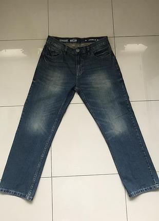 Джинси denim, темно-сині, прямі, розмір 30 із чистого котону